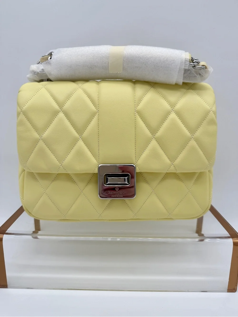 Kate Spade Carey Quilted Small Flap Crossbody Bag Lemon Fondant Yellow